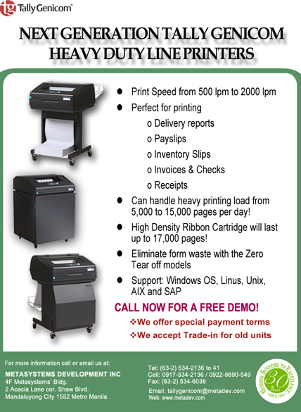TallyGenicom Heavy Duty Line Printers